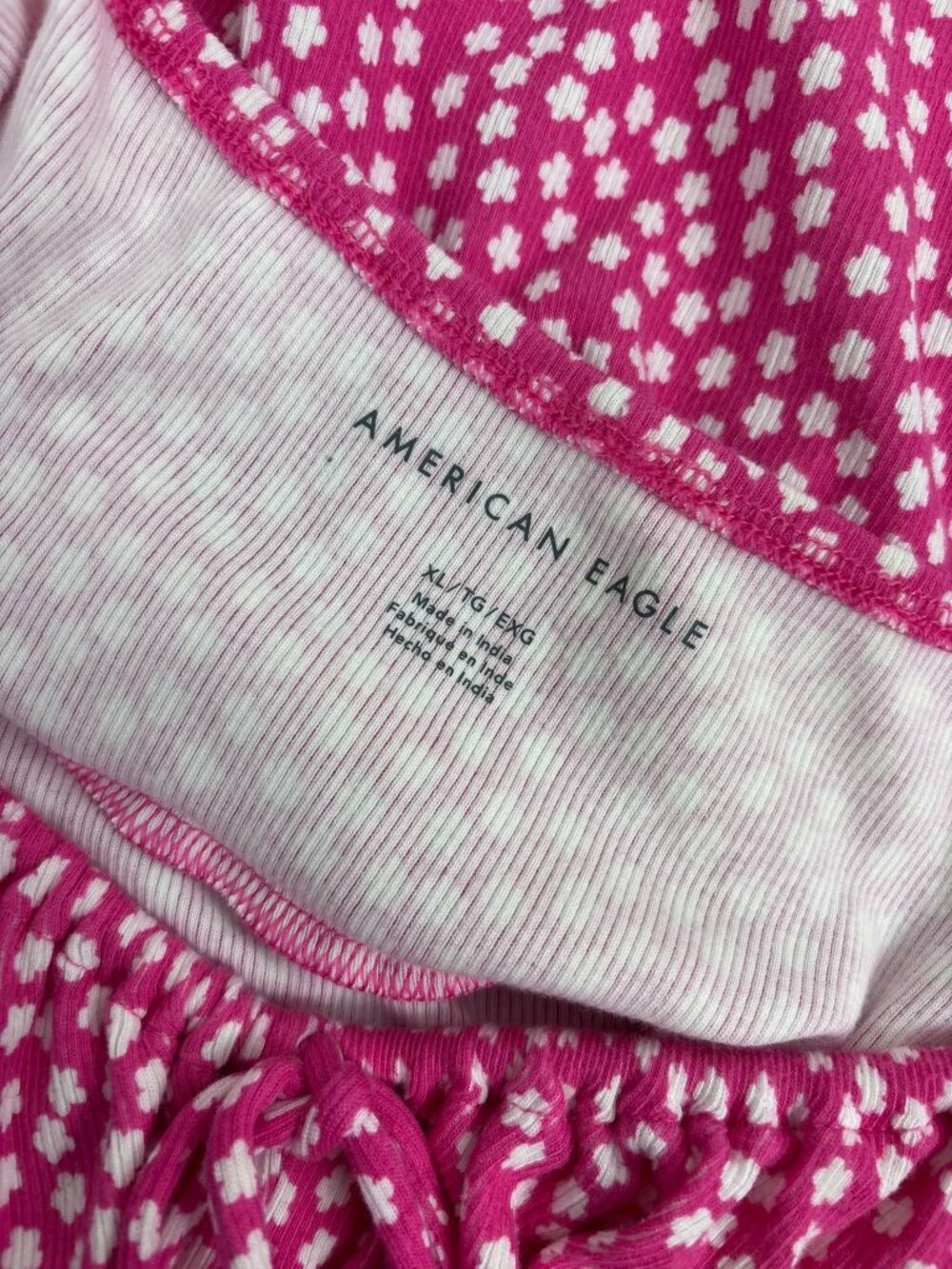 American Eagle XL hot pink ditzy floral‎ ribbed a-line mini sundress cottagecore - Picture 6 of 7